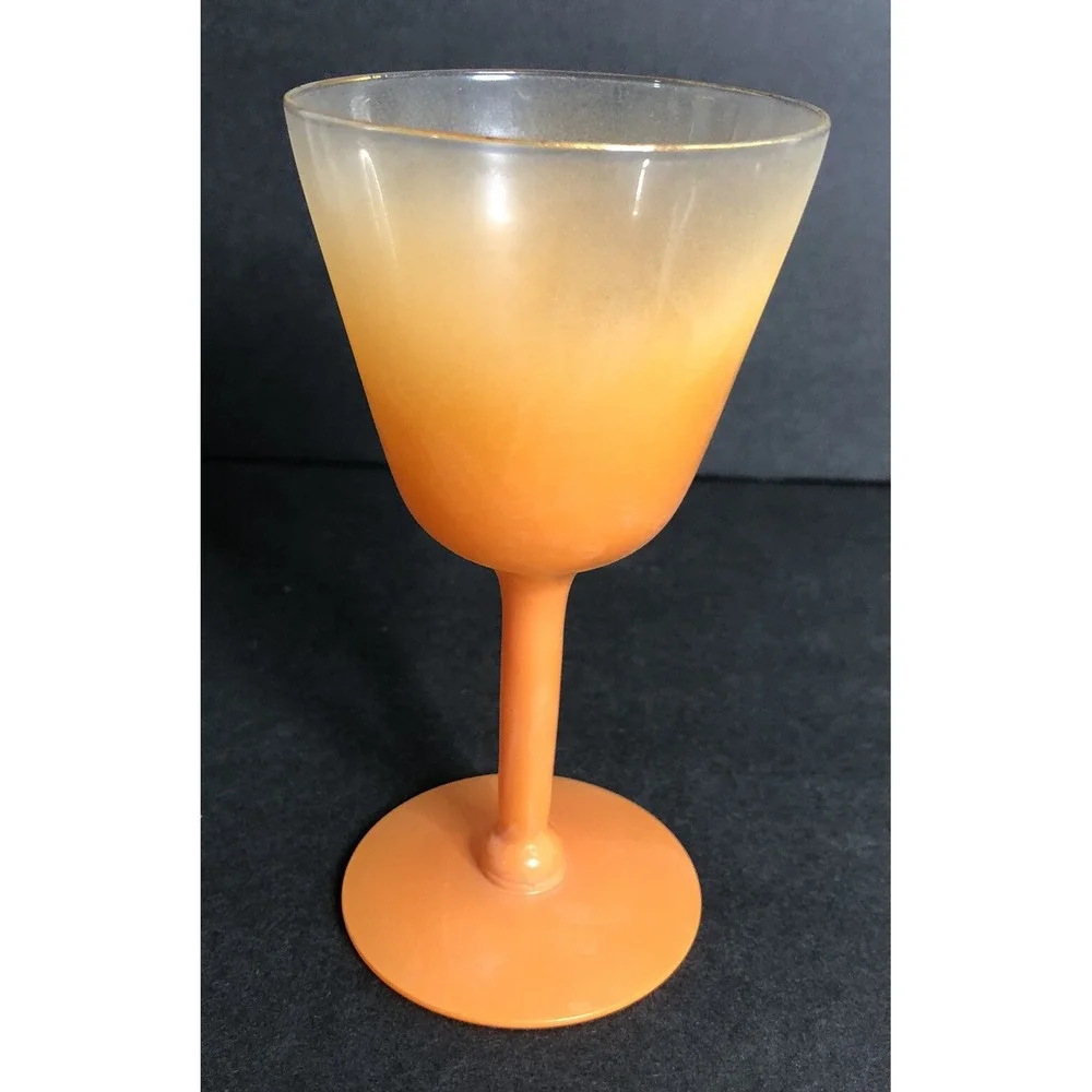 Blendo West Virgina Cocktail Liquor Glasses Dark Orange Vintage MCM Set of 2